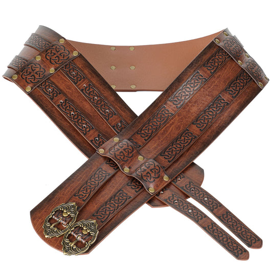Cinturón Ancho Vikingo Nórdico Retro con Relieve Grabado para Hombre - Image 12
