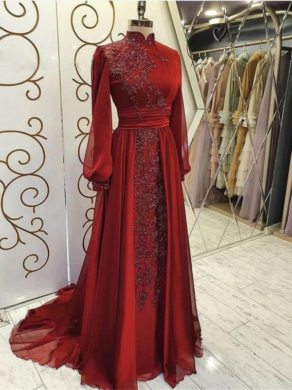 Vestido de Noche Largo Elegante con Cuello Mao