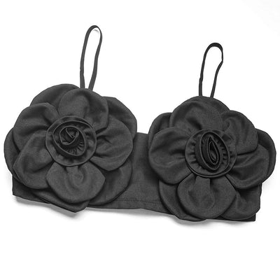 Camisola Negra Elástica con Detalle Floral Sexy - Image 13