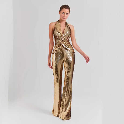 Jumpsuit Elegante sin Espalda con Lentejuelas para Mujer - Image 3
