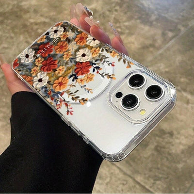 Funda Magnética Transparente con Diseño Floral Compatible con Apple - Image 9