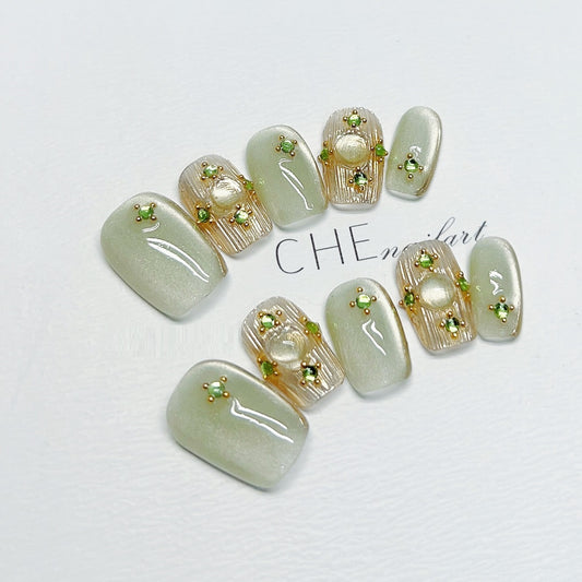 Chaleco Incrustado Verde Francés Artesanal - Estilo Corto Verano