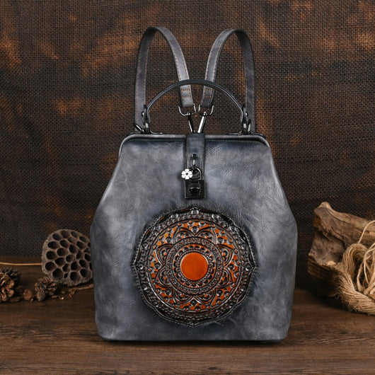 Mochila Retro para Viajes con Diseño en Relieve para Mujer - Image 5