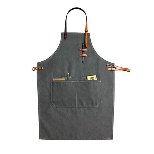 Delantal de Mezclilla con Correa de Cuero para Barista y Barbero - Image 3