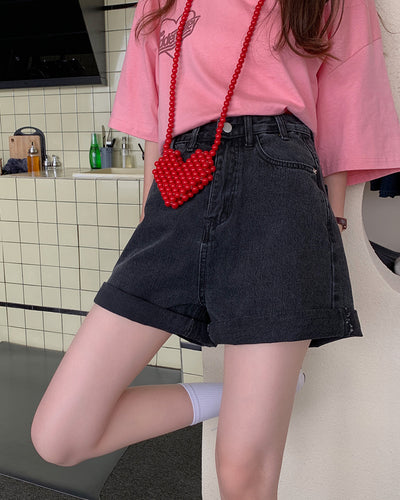 Shorts Denim Cintura Alta Corte Recto y Holgado - Image 3