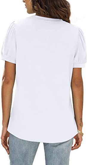 Blusa Casual Mujer Cuello V Manga Abullonada Suelta - Estilo Europeo Americano - Image 10