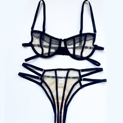 Conjunto de Lencería Sensual de Encaje Transparente