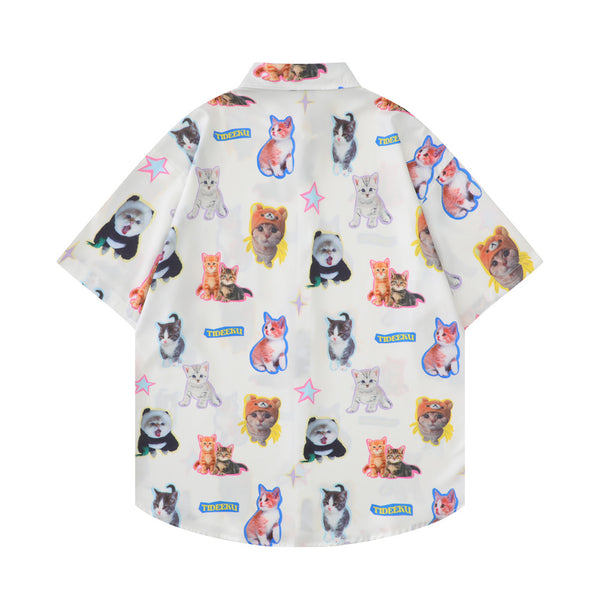 Camisa Estampada con Diseño Gatito para Hombre