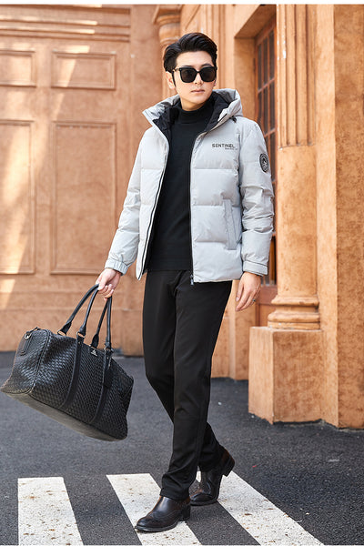 Chaqueta Acolchada con Capucha para Hombre en Plumón Blanco - Image 10