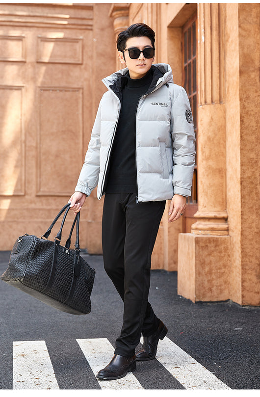 Chaqueta Acolchada con Capucha para Hombre en Plumón Blanco - Image 10