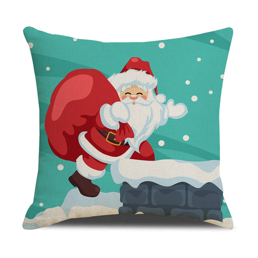 Funda de Cojín Navideña de Lino con Estampado de Dibujos Animados - Image 36