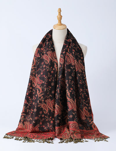 Bufanda Jacquard de Cachemira Clásica Multiusos con Flecos de Anacardo - Image 13