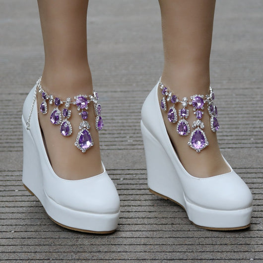 Zapatos de Cuña con Plataforma Impermeable y Cristales - Elegancia para tu Boda - Image 14