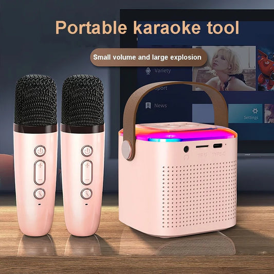 Equipo de Karaoke Bluetooth con Micrófono Inalámbrico Dual y Luces RGB
