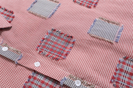 Camisa de Cuadros con Parches Desgastados para Hombre - Image 16