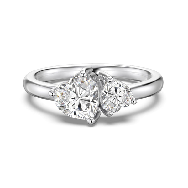 Anillo de Plata S925 Corazón Doble con Piedras Principales - Image 6