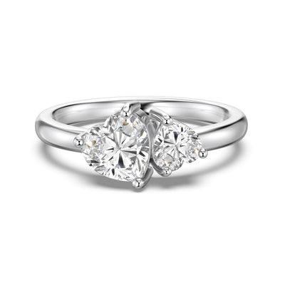 Anillo de Plata S925 Corazón Doble con Piedras Principales - Image 6