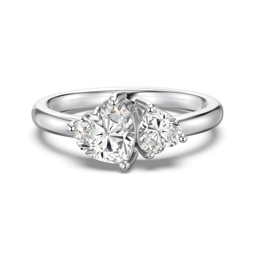 Anillo de Plata S925 Corazón Doble con Piedras Principales - Image 6