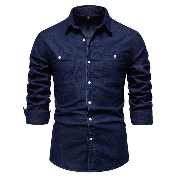 Camisa Denim Casual de Manga Larga para Hombre