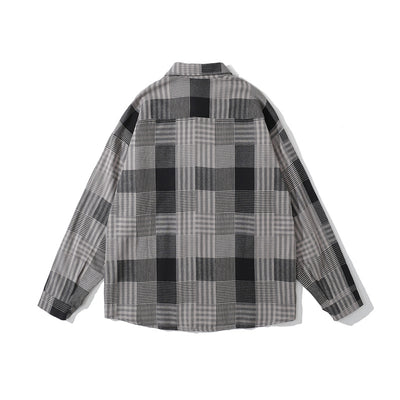 Camisa Retro a Cuadros Suelta de Manga Larga para Hombre - Image 2