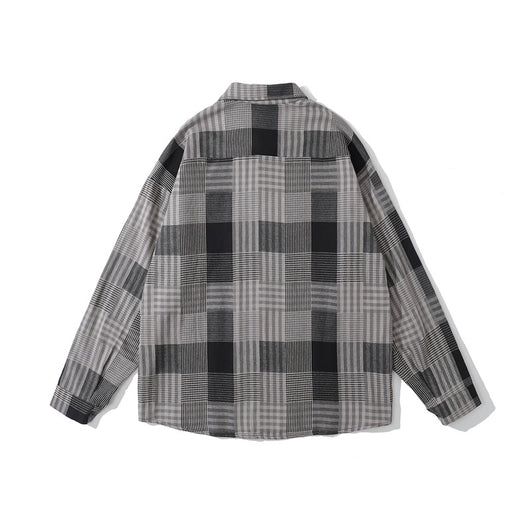 Camisa Retro a Cuadros Suelta de Manga Larga para Hombre - Image 2