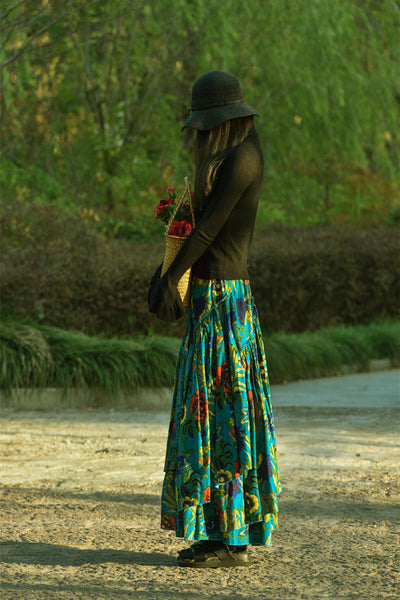 Falda Étnica de Algodón y Lino con Estampado - Image 3