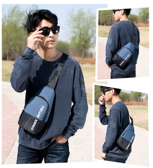 Bolsa Deportiva Impermeable para Hombre con Costuras Contrastadas - Azul Profundo