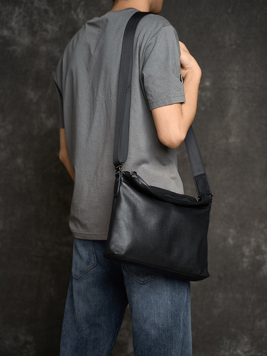 Bolsa Bandolera de Cuero Genuino para Hombre - Estilo Casual y Minimalista - Image 8