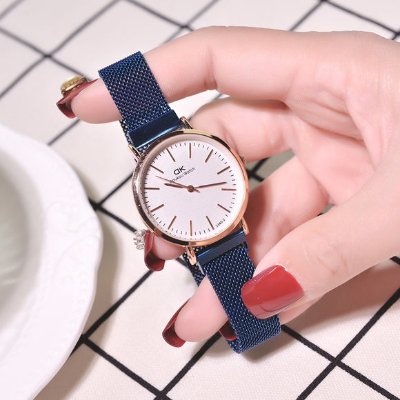 Reloj de Cuarzo para Mujer con Correa de Malla Impermeable