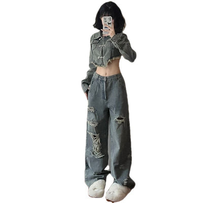 Pantalones Denim Retro Chica Spice con Diseño Vintage Americano - Image 3