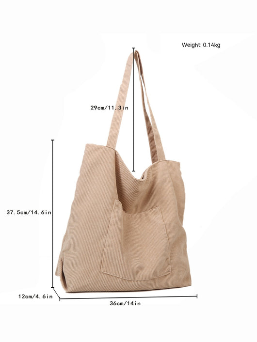 Bolso de Hombro Corduroy Capacidad Grande - Estilo Literario y Versátil - Image 7