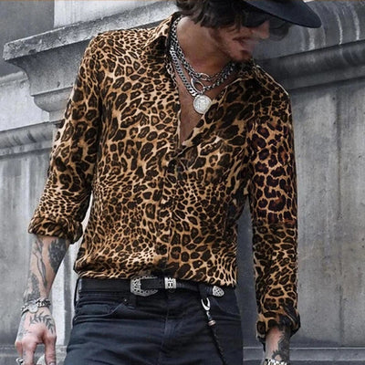 Camisa Estampado Leopardo Manga Larga para Hombre - Image 9