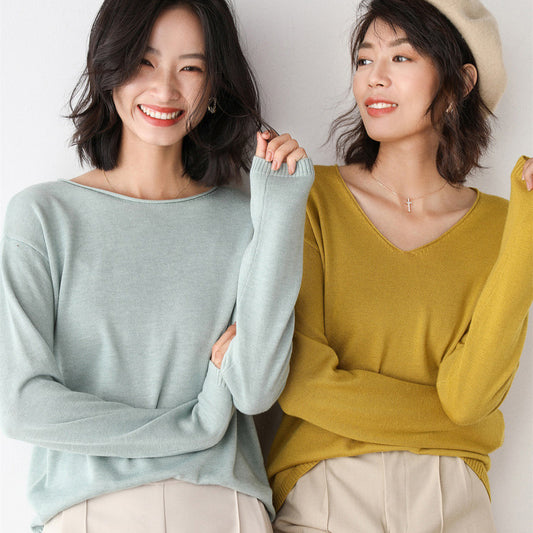 Suéter Suelto Estilo Coreano para Mujer - Prenda Base Versátil