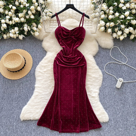 Vestido Ajustado de Cintura Plisada con Tirantes para Mujer - Image 3