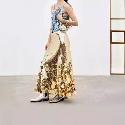 Falda de Fiesta Talla Grande con Lentejuelas Brillantes - Colección Primavera Gongda - Image 2