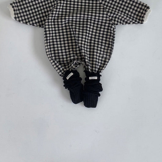 Enterizo Suelto para Bebé Recién Nacido Diseño Cuadrícula Blanco y Negro - Image 14