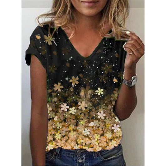 Playera Cuello V Estampado Geométrico Abstracto - Image 9