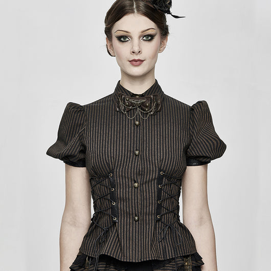 Camisa Rayada con Mangas Abullonadas - Ajuste Slim - Image 2