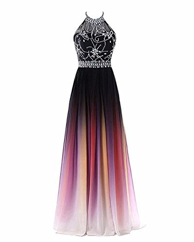 Vestido de Noche Elegante con Gradiente y Escote Halter - Image 2