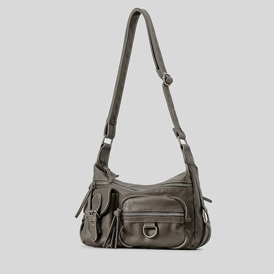 Bolso Moto Retro Hot Girl Marrón Multibolsillos - Image 15