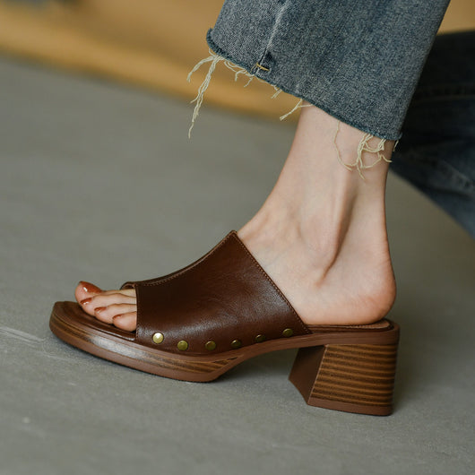 Pantuflas Retro con Tacón Grueso y Punta Cuadrada para Mujer - Comodidad de Verano - Image 6