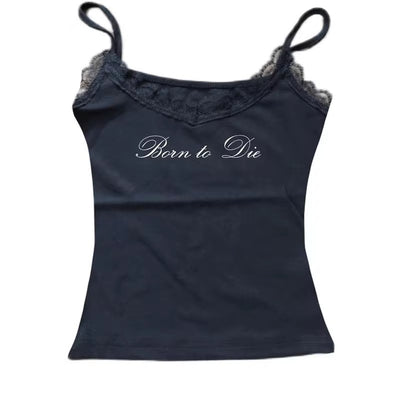 Top Corto sin Mangas con Estampado de Letras en Encaje - Image 16
