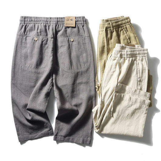 Pantalones Capri de Lino y Algodón Transpirables - Estilo Casual - Image 9