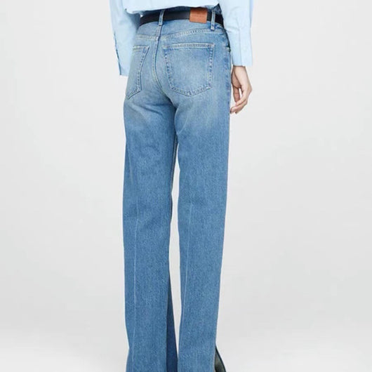 Jeans Rectos Azul Nórdico Cintura Media con Cierre de Botones para Mujer - Image 4