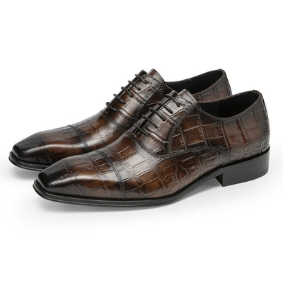 Zapatos Formales de Cuero Genuino Teñidos a Mano con Grabado en Relieve para Hombre - Image 4