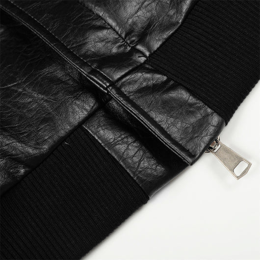 Chaqueta de Cuero Casual con Solapa - Diseño Liso y Versátil - Image 4