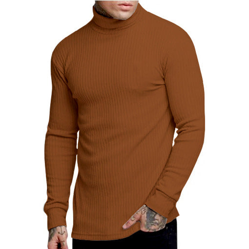 Suéter Casual para Hombre con Cuello Alto y Textura Trenzada - Image 7