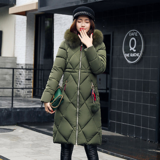 Abrigo Acolchado Largo Estilo Coreano para Mujer