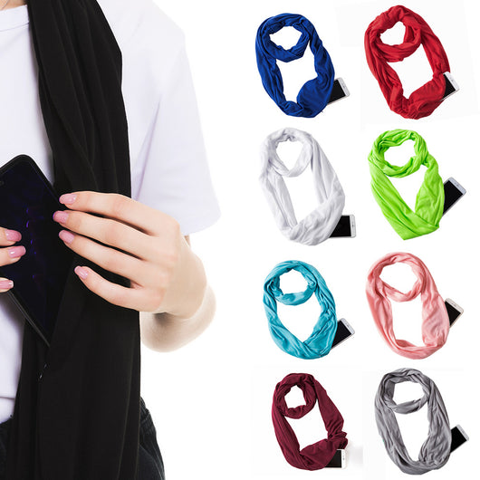 Pañuelo Funcional para Mujer con Bolsillo Cremallera y Jersey Liso - Image 30