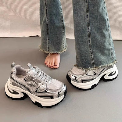 Tenis Plataforma Respirable para Mujer - Zapatillas Chunky con Altura Aumentada